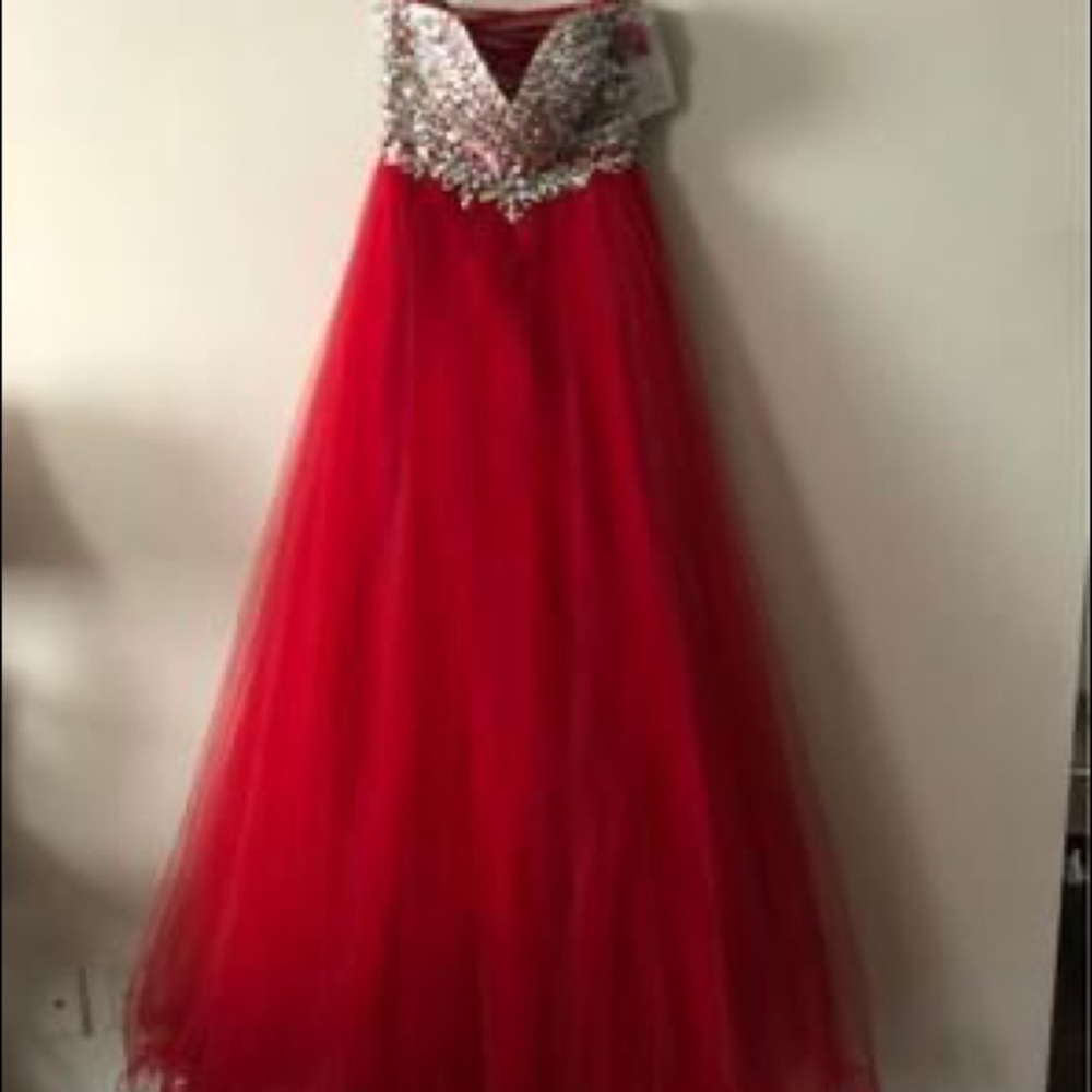 Red ball gown prom dress